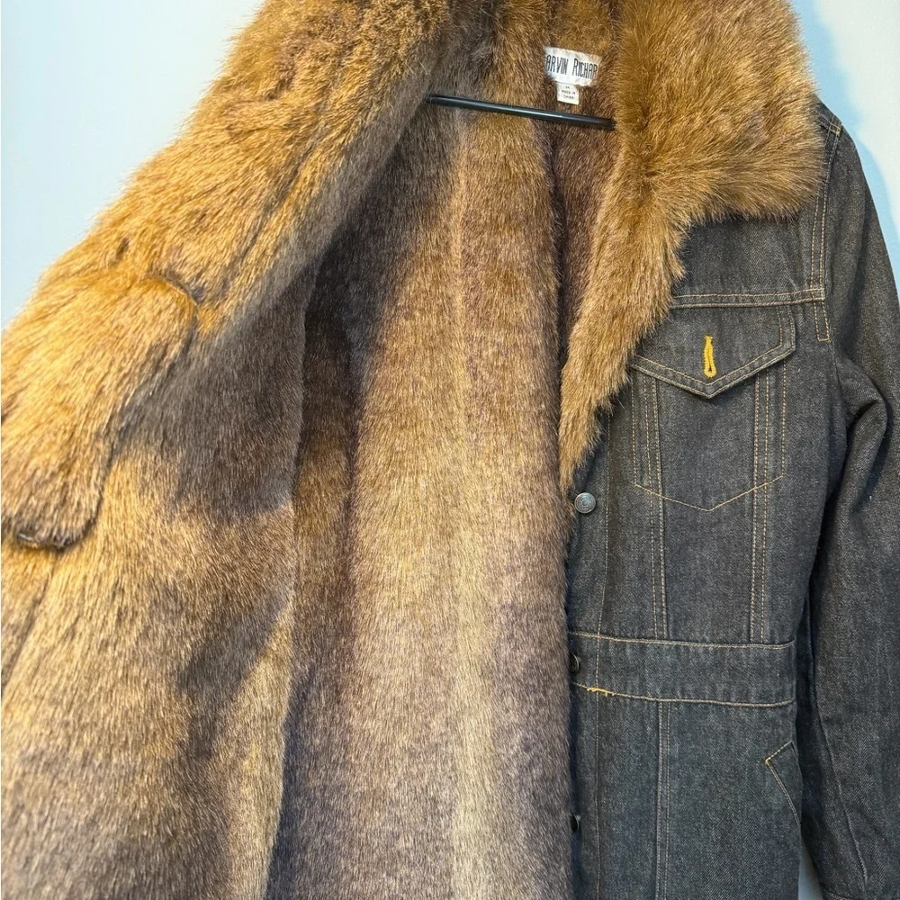 Marvin Richards Brown Faux Fur Denim Jacket